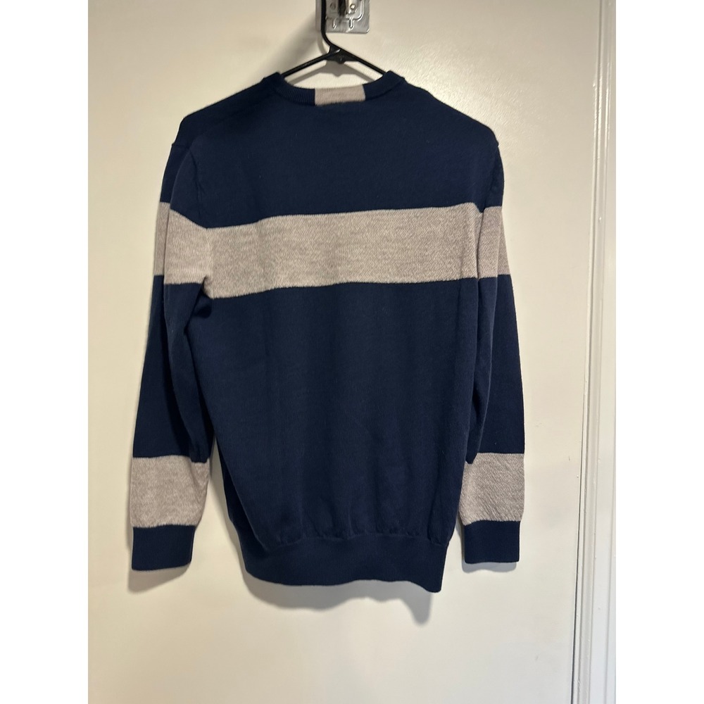 Lacoste Modern Preppy Striped Merino Wool Sweater Sz:L Navy Blue Grey casual